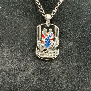 Patriotic Silver Pendant Necklace